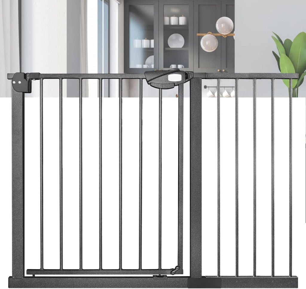 Griglia di protezione per scale, 100 cm, senza foratura, per porte e scale, con chiusura automatica, per bambini, per cani e bambini, per 105-115 cm (nero), WR-(HAG1346D)