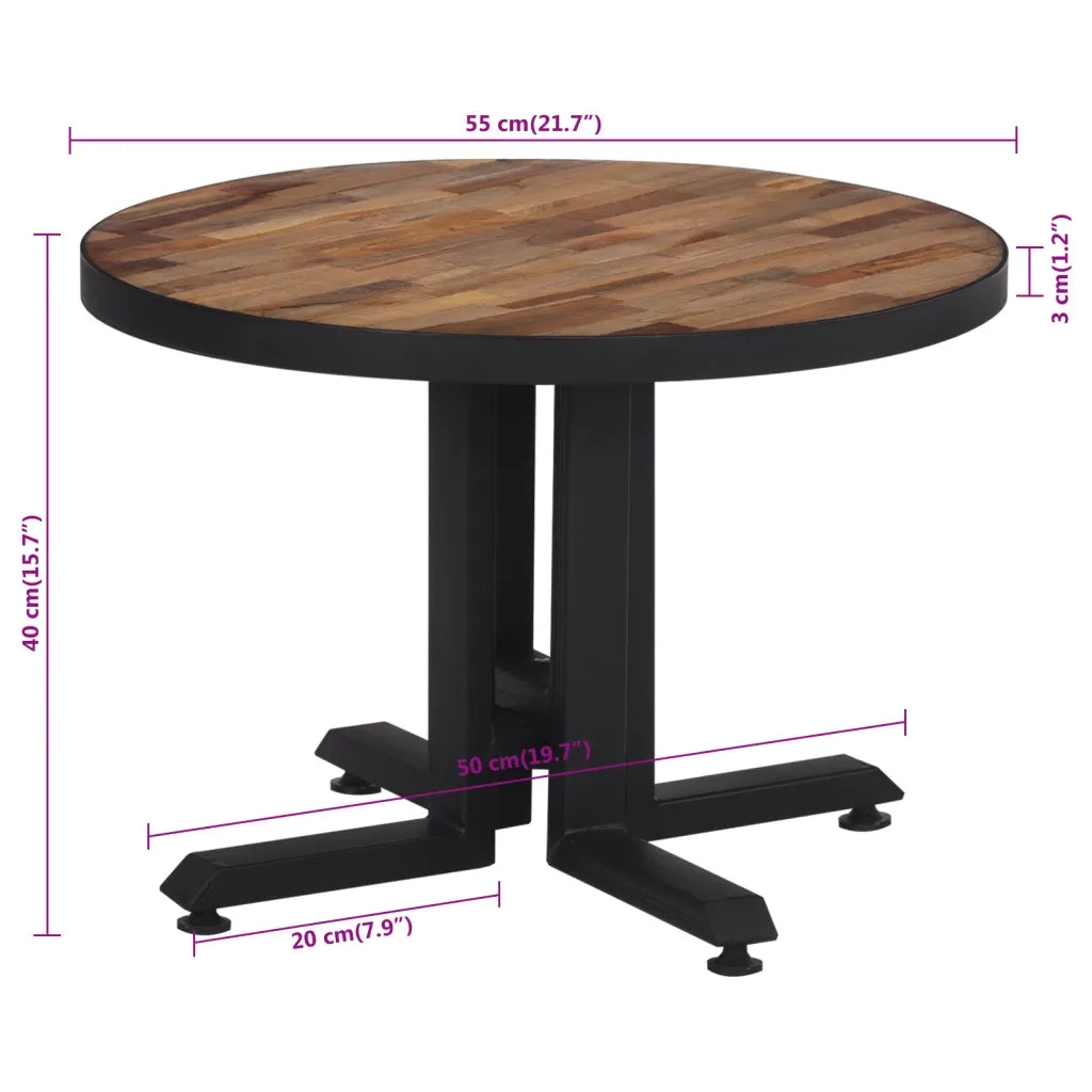 Tavolino da Salotto Rotondo Ø55x40cm Massello Teak di Recupero 358513