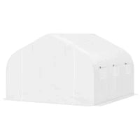 Serra per Orto a Tunnel con 6 Finestre e Porta Avvolgibile, Serra da Giardino a Tunnel in PE con Tubi in Metallo, per Piante e Frutto, 4.5x3m, Bianco