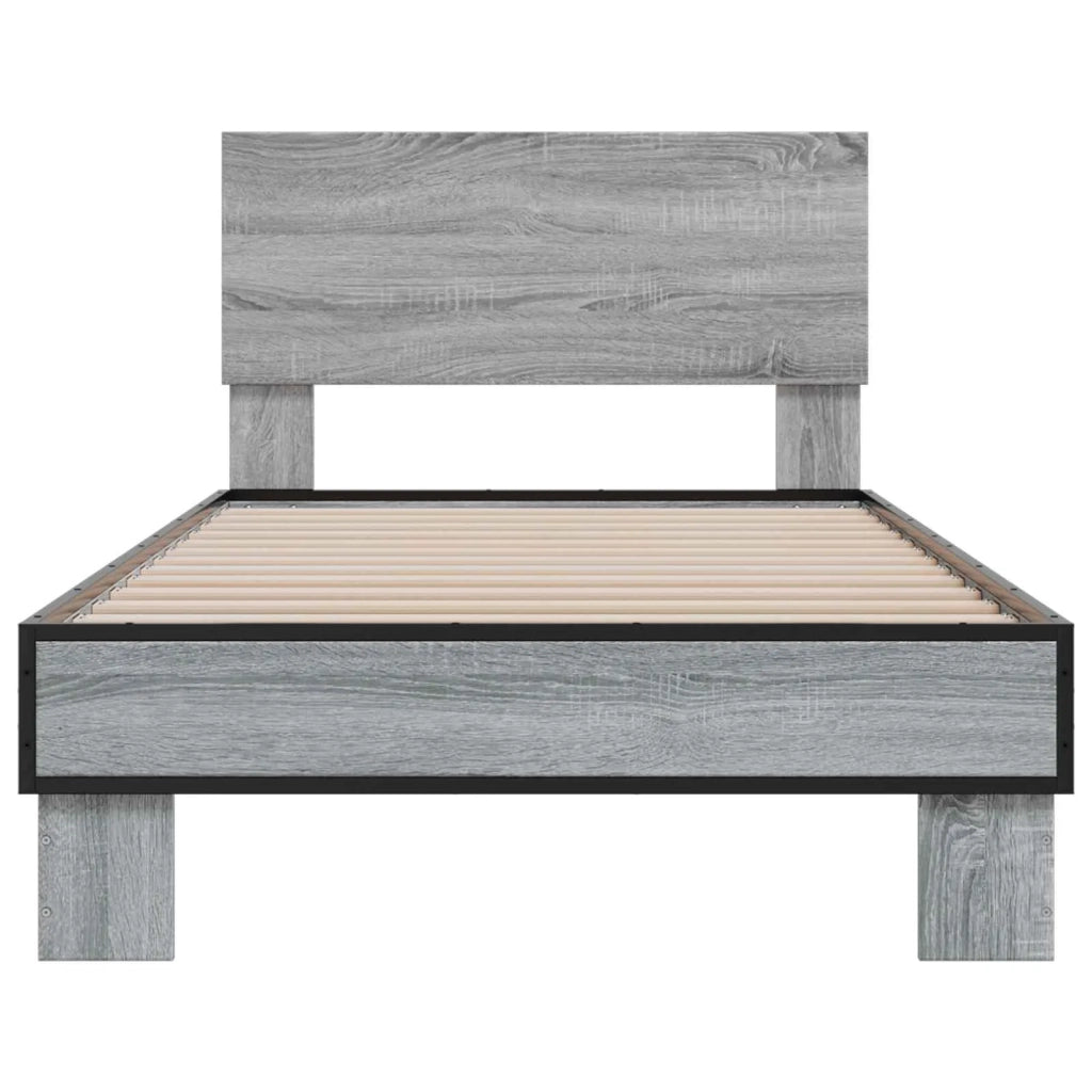 Struttura letto con testata-Giroletto Sonoma grigio 80 x 200 cm 649624