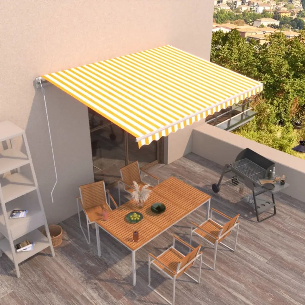 Tenda da Sole Retrattile Automatica 450x350 cm Gialla e Bianca cod mxl 34287