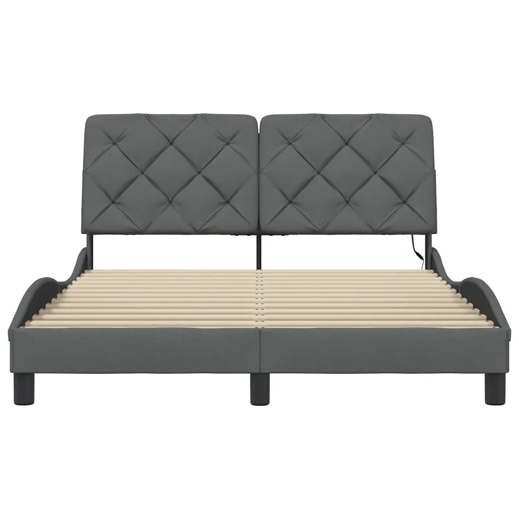 Giroletto con LED senza Materasso-Struttura Letto Grigio Scuro 140x190 cm