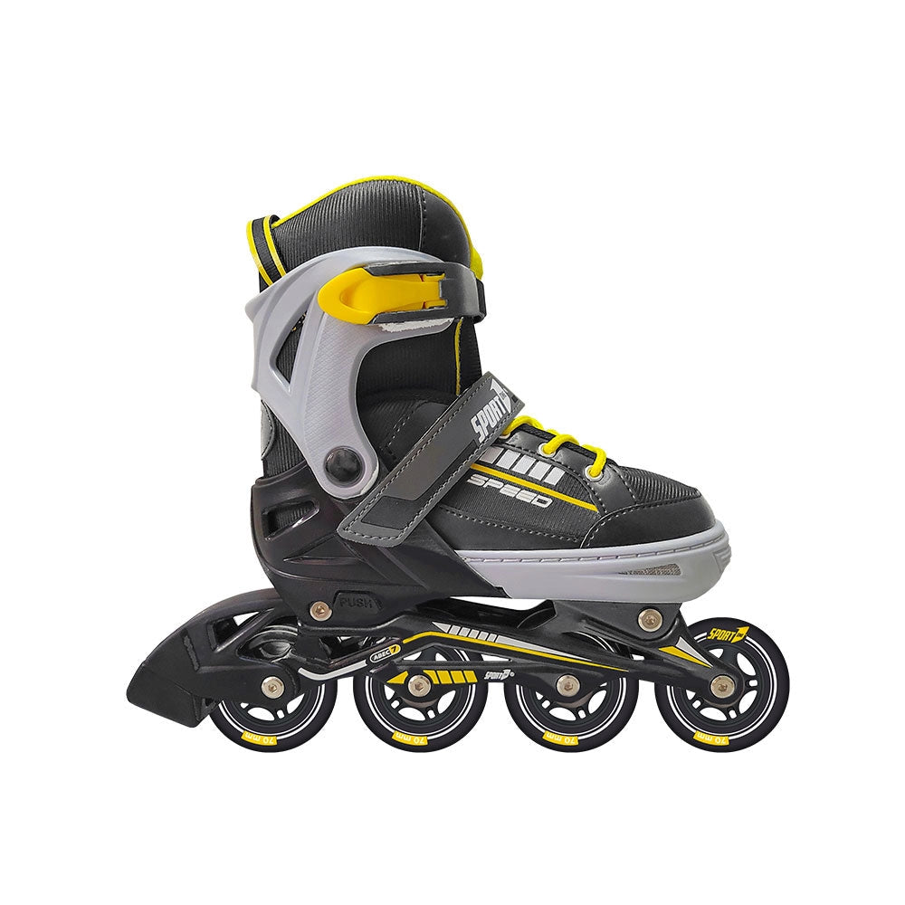 Pattini in Linea Roller Misura Regolabile 35-38 Freno a Tampone Nero e Grigio