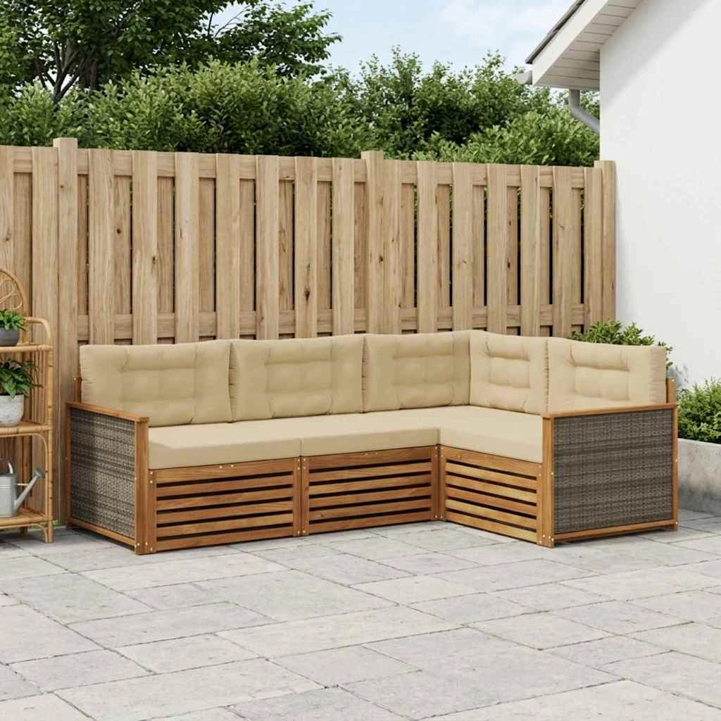 Set di divani da esterno 4 pz Naturale e Beige 3383291