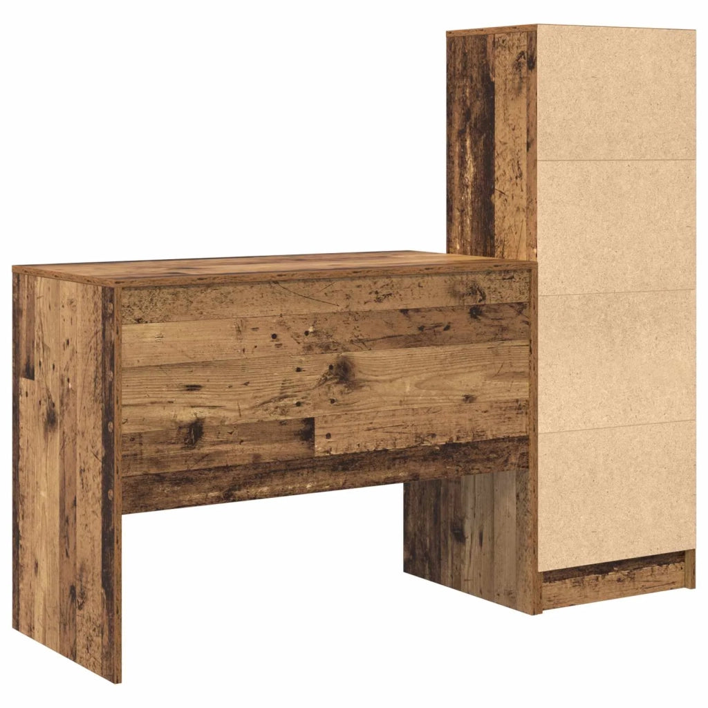 Scrivania | Tavolo da Ufficio con cassetto 2 pz Legno vecchio