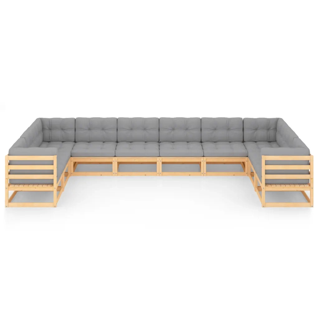 Set Divani da Giardino 10 pz con Cuscini Legno Massello di Pino cod mxl 54067