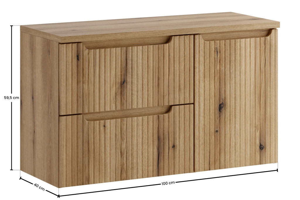 Set mobili bagno 100 cm con piano e mobile con cesto portabiancheria Nova Coast Evoke 100 cm
