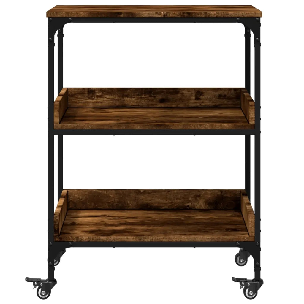 Carrello da Cucina-Scaffale per Cucina Rovere Fumo 60x41x80,5 cm Legno Multistrato