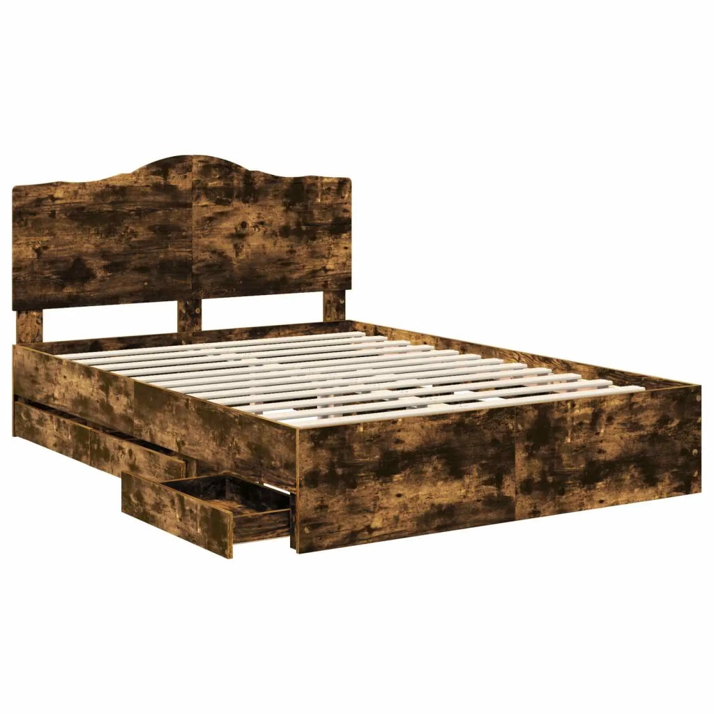 Struttura del letto con cassetto Rovere Fumo 140 x 200 cm 3413412