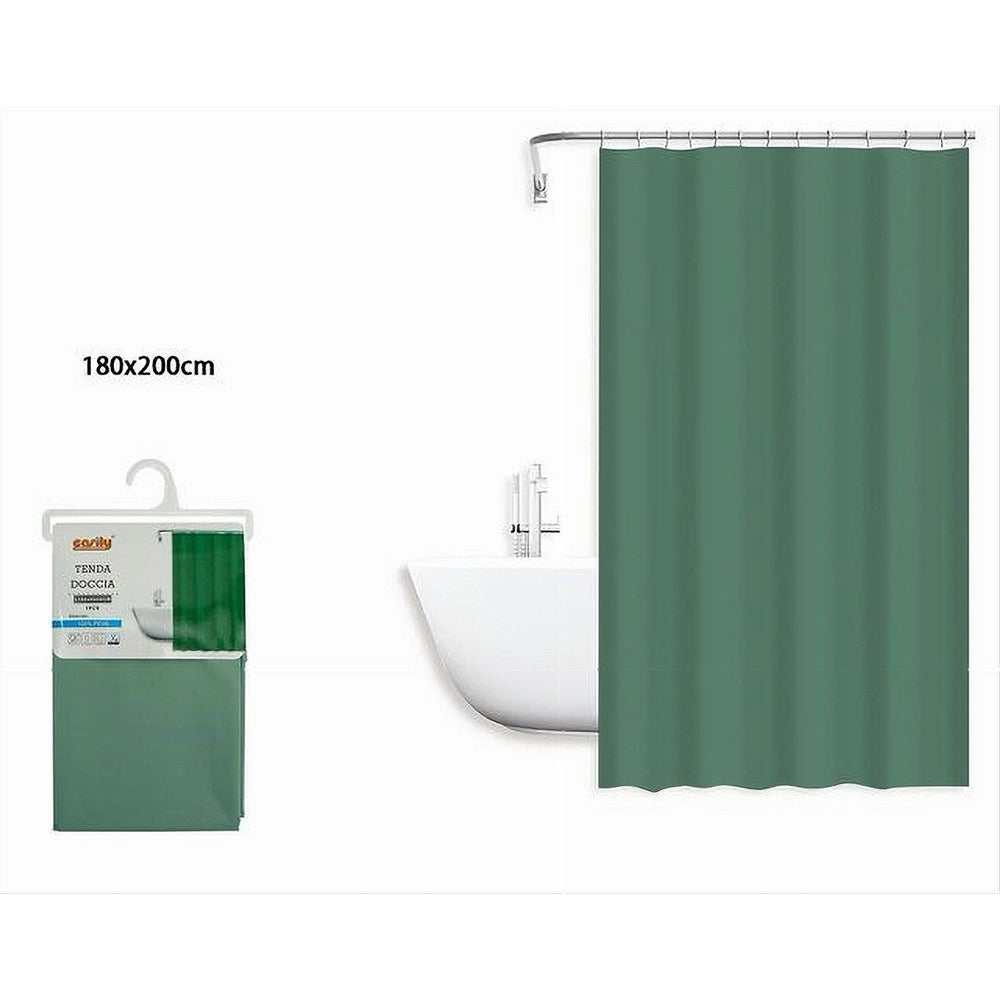 Trade Shop - Tenda Doccia Antimuffa Impermeabile Peva 180x200 Cm Con Anelli Bagno Verde 79712 -