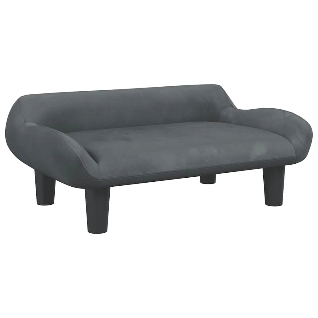 Cuccia per cani comoda cesta da divano velluto grigio scuro 70 x 40 x 24 cm 02_0043166