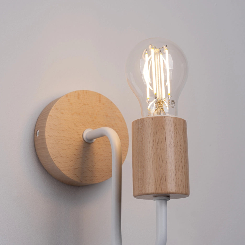 Applique industriale bianca legno PALMOS E27 15W Pure Lume
