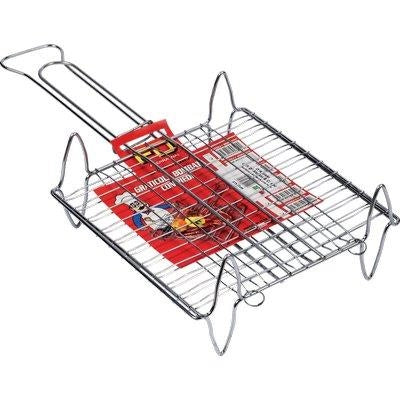 GRATICOLA BARBECUE A RETE DOPPIA FD - ACCIAIO CROMATO CM 27X22- 2 pezzi