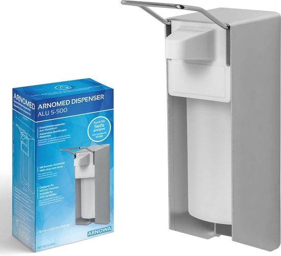 Dispensatore di disinfettante in alluminio da parete 500 ml - Dispensatore di sapone igienico con maniglia corta