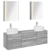 Set di mobili per il bagno 5 pcs Sonoma grigio 3406892