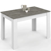 IDMarket - Tavolo da pranzo rettangolare ROZY 4 persone piano effetto cemento bianco 110 cm