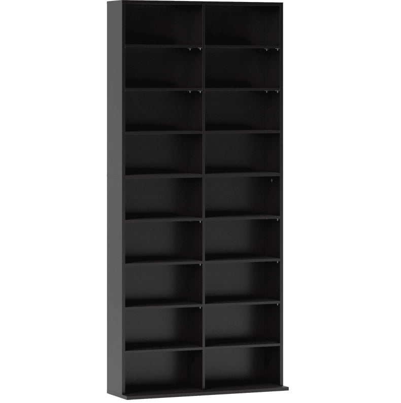 Scaffale per CD 78.5x24x175 cm con 14 ripiani regolabili in legno nero
