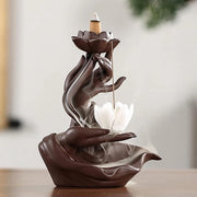 Wierookbrander Lotus e Monaca Cascata - Stili Manufatti Ceramici Terapia Rilassante per Decorazione Casa, Ufficio, Yoga e Meditazione