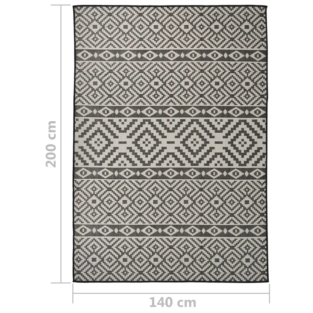Tappeto da Esterni a Tessitura Piatta 140x200 cm Strisce Nere 340852