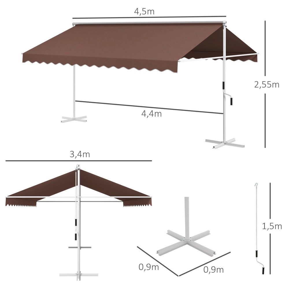 Tenda da sole ¨C zephmum ¨C 4.5x3.4m, regolabile, marrone