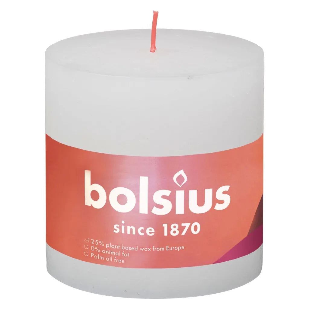 Bolsius Candele Rustiche a Colonna Shine 3 pz 100x100 mm Bianco Nuvola 440876