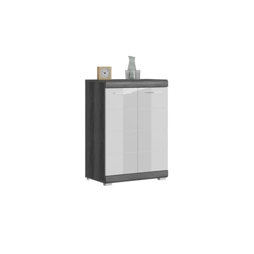 Buffet SCOTT – 2 porte – Grigio scuro e bianco – 60x85x37 cm