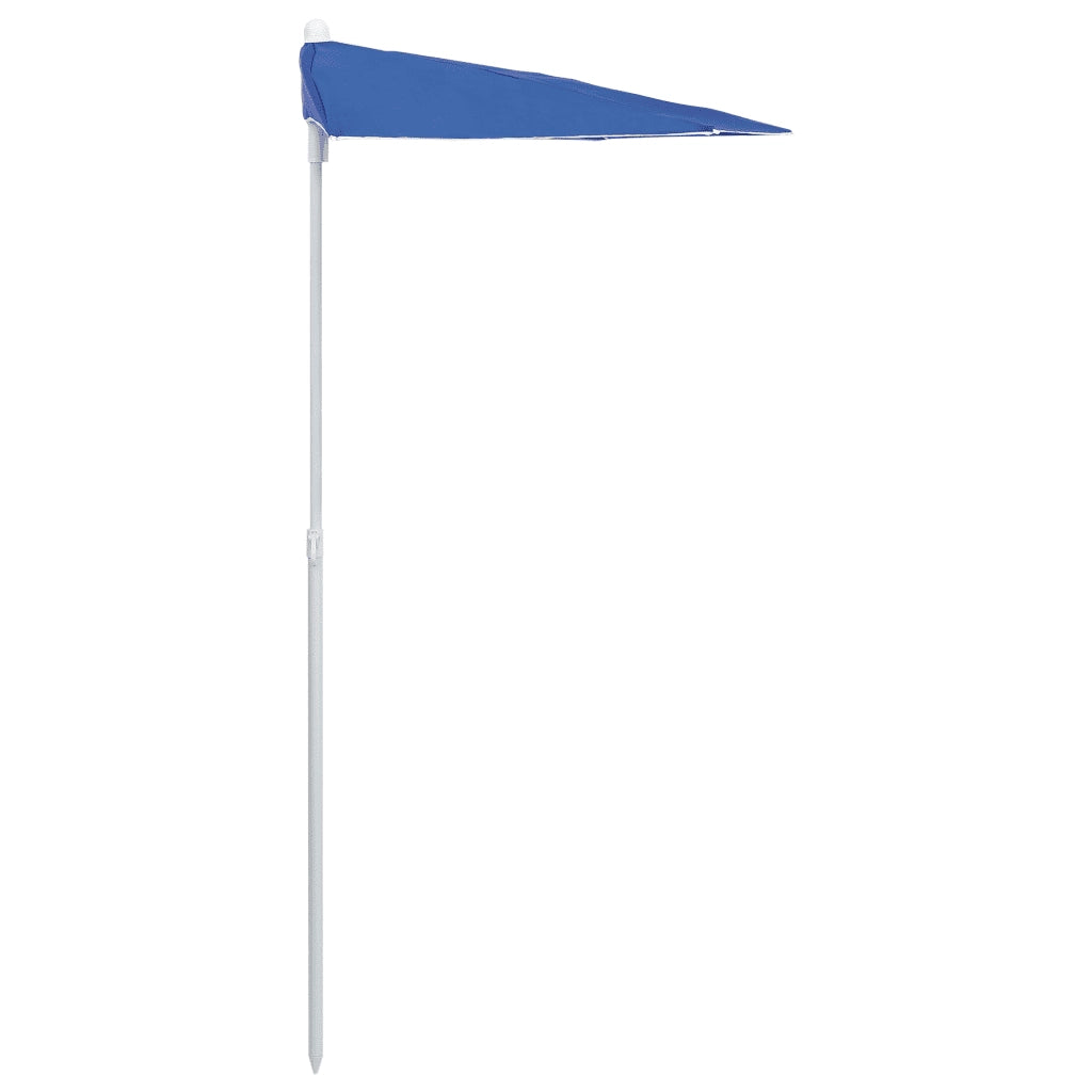 Ombrellone Semicircolare da Giardino con Palo 180x90 cm Azzurro 315566