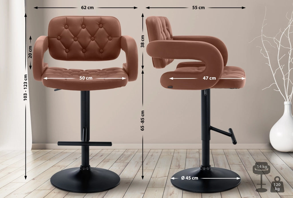 Sgabello Dublin in similpelle cognac,nero