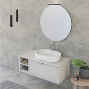 Mobile bagno sospeso 110 cm grigio chiaro con cassetto e vano a giorno completo di lavabo e specchio Master