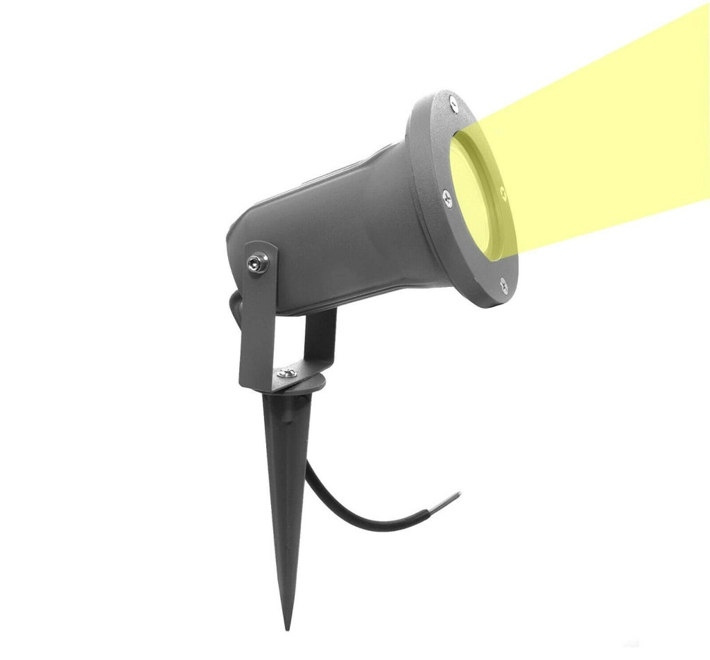 FARETTO PICCHETTO ORIENTABILE DA GIARDINO LAMPADINE GU10 IP65 IMPERMEABILE Grigio LUCE MULTICOLOR
