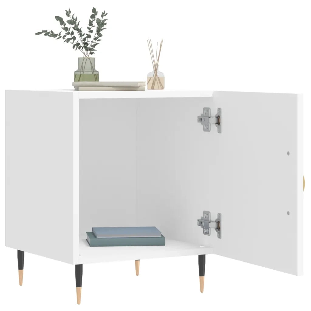 Comodini 2 pz Bianchi 40x40x50 cm in Legno Multistrato