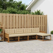 Set di divani da esterno con cuscino 5 pcs Naturale e Beige