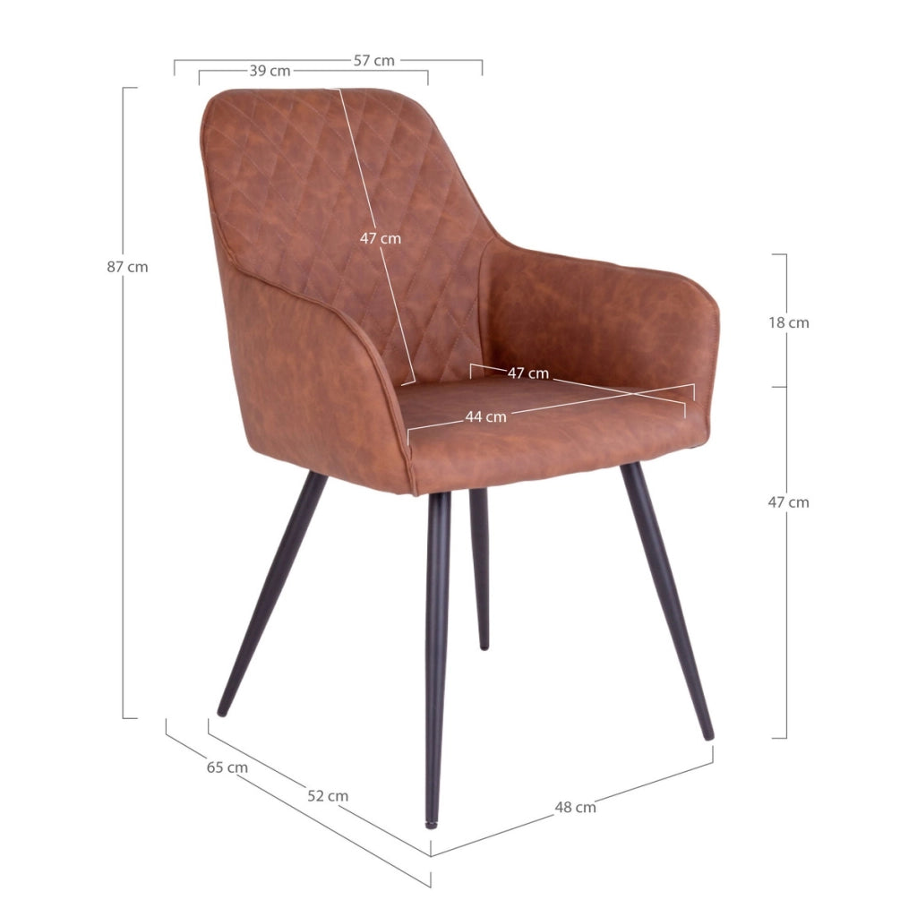 Set di 2 Sedie Harbo 3, Marrone, Similpelle, 65x57x87 cm