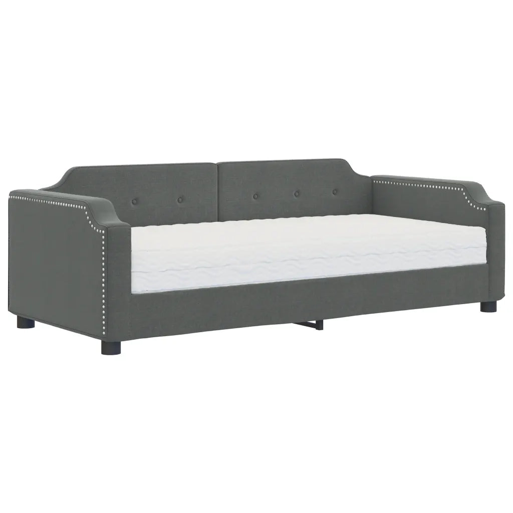 Divano letto | Sof¨¤ letto | Letto singolo con Materasso Grigio Scuro 100x200 cm in Tessuto