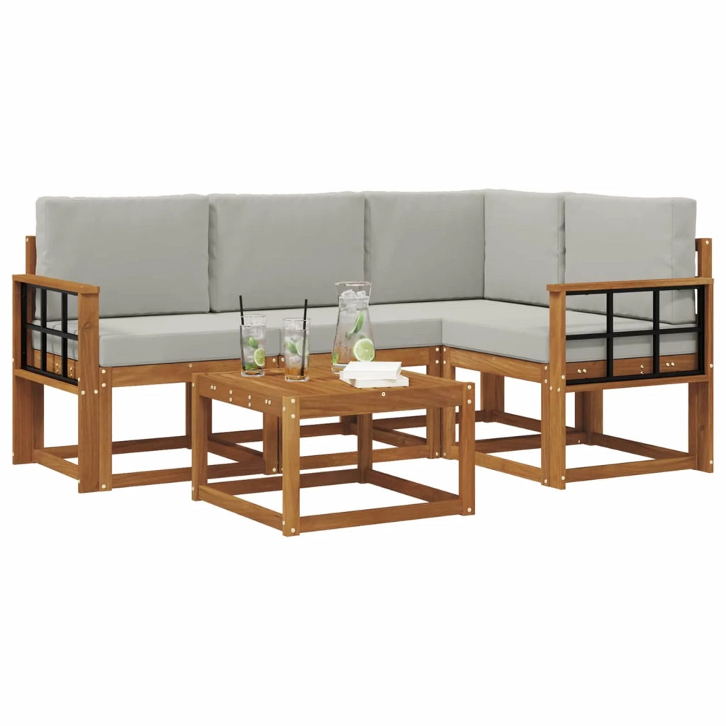 Set di divani da esterno 5 pcs Grigio Naturale e Chiaro 3366369
