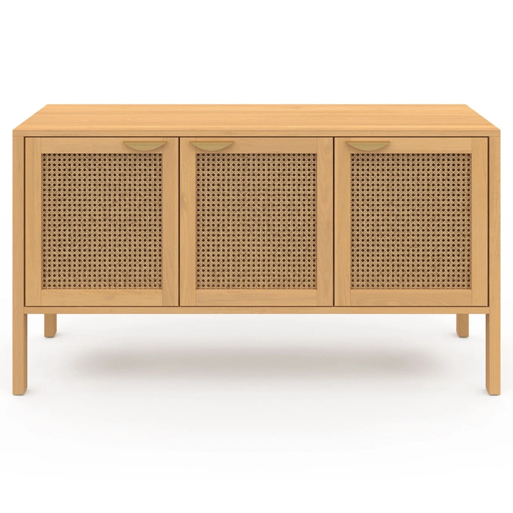 IDMarket - EDHEN Aparador bajo de 3 puertas con mimbre 110 cm
