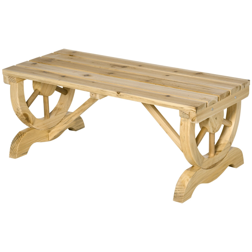 Panchina da Giardino 2 Posti in Legno con Gambe a Ruota di Carro ¨C zephmum ¨C Legno 98x50x39.5 cm