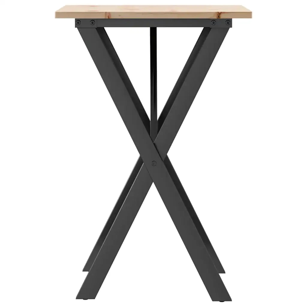 Tavolo da Pranzo Telaio a X 50x50x75 cm Legno Pino e Acciaio