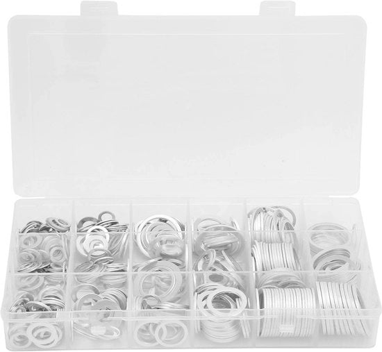 Set di anelli 450 pezzi - Alluminio - Diversi diametri - Resistente a temperature elevate - Per sollecitazioni vibranti - Utilizzo industriale - Anelli di chiusura