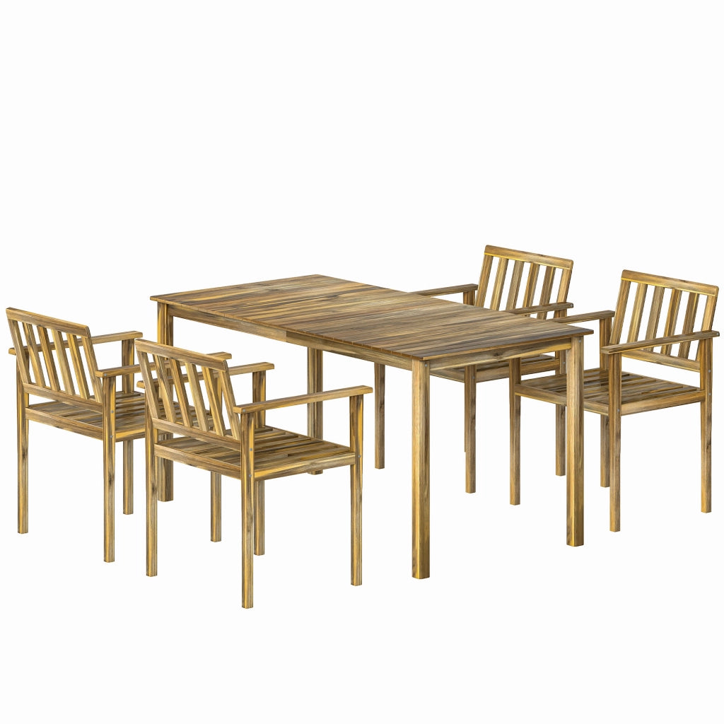 Set da Pranzo da Giardino 5 Pezzi in Teak ¨C zephmum ¨C Tavolo e 4 Sedie