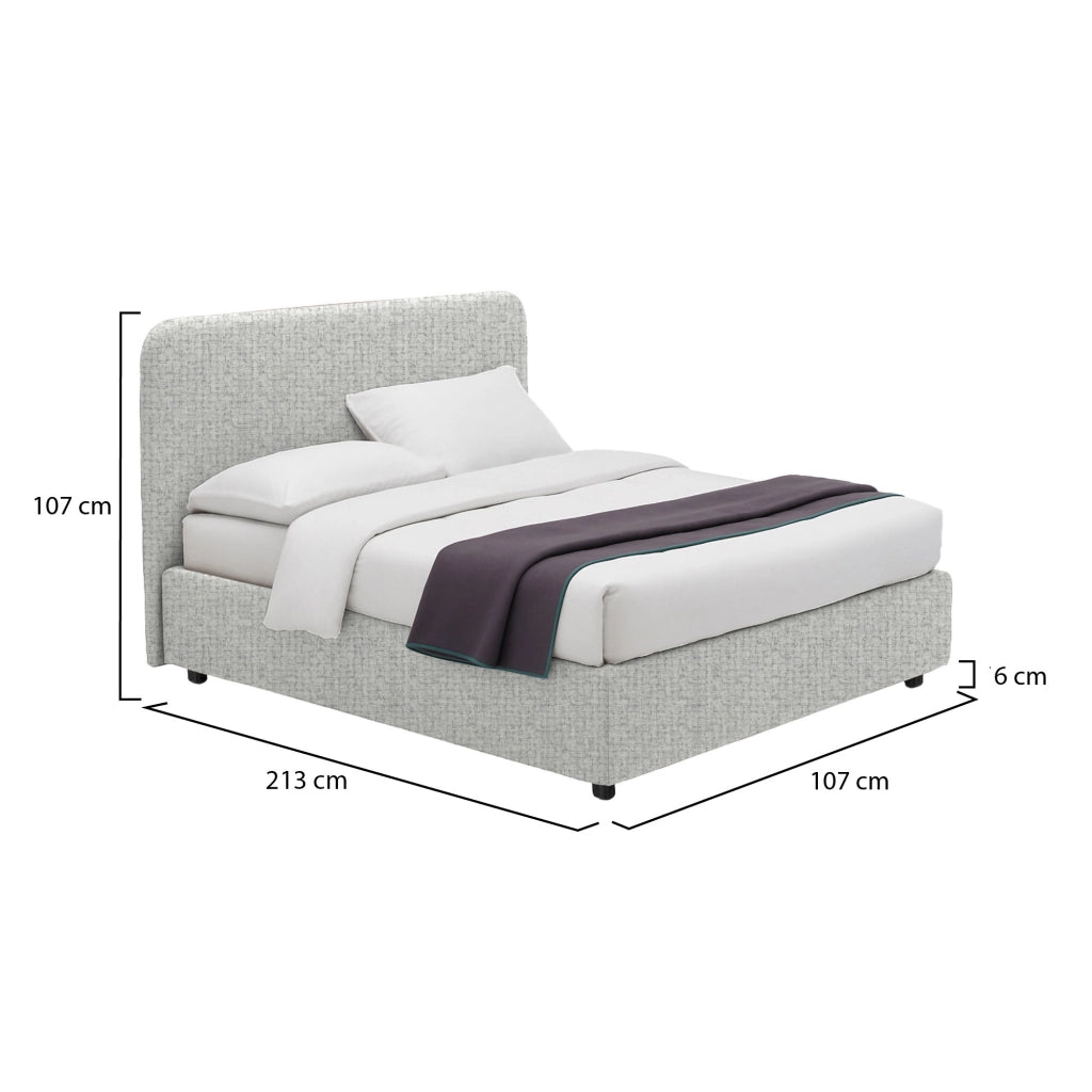 Slough, Letto Singolo Sfoderabile Made in Italy, Grigio Chiaro