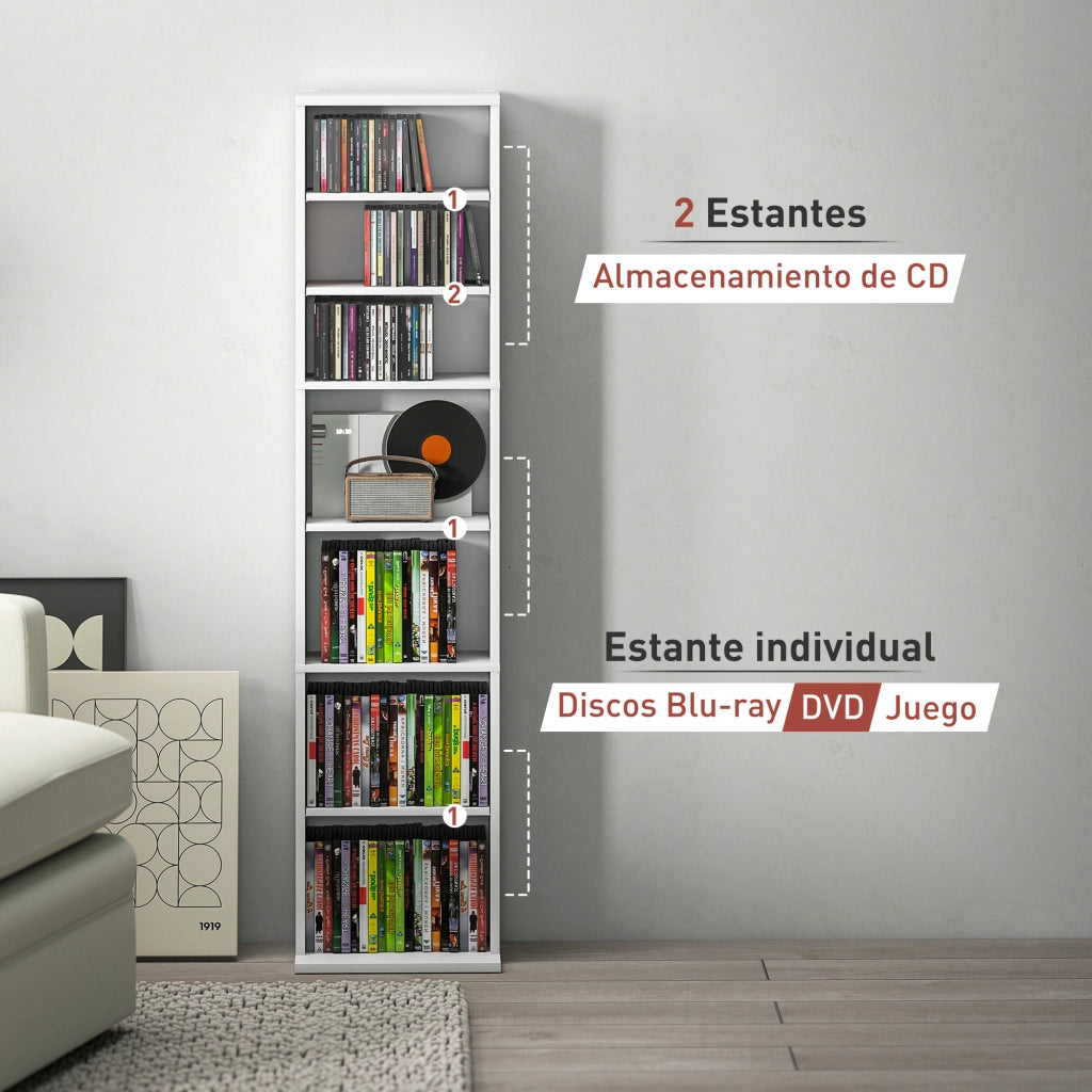 Libreria per CD e DVD con Ripiani Ajustables ¨C zephmum ¨C 33x24x140 cm Bianco