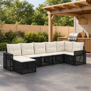 Set Divano da Giardino 7 pz Nero e Bianco Crema polyrattan 3435196