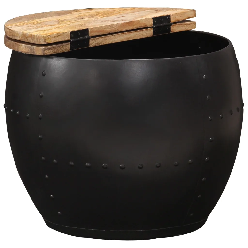 Tavolino da Salotto Rotondo 53x43 cm in Legno Massello di Mango 287484