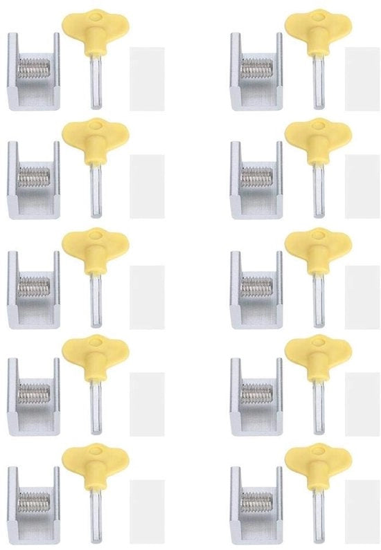 Set di sicurezza per finestre scorrevoli - 10 pezzi - Facile da installare - Adatto per finestre scorrevoli - Con chiavi