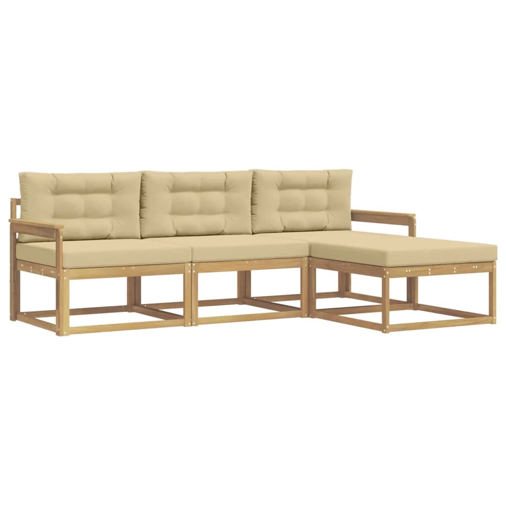 Set di divani da esterno 4 pcs Bianco e Beige Poliestere