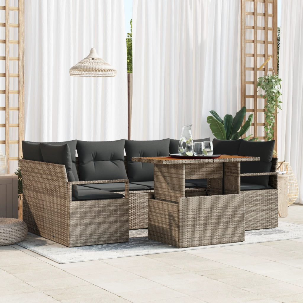 Set di Divani da Giardino  con Cuscini Rattan Sintetico Grigio Poly Rattan