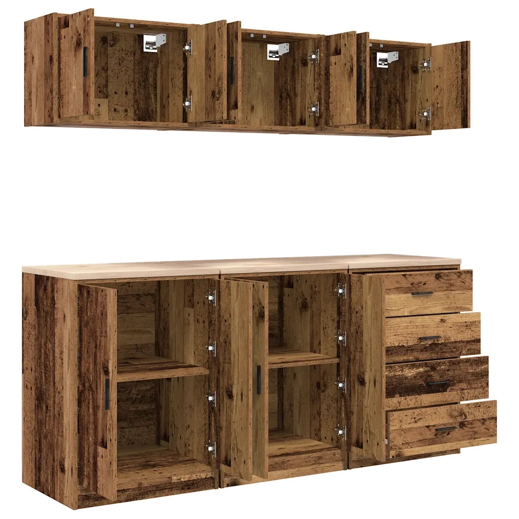 Armadi da Garage 6 pz Legno Antico in Legno Multistrato 3328348