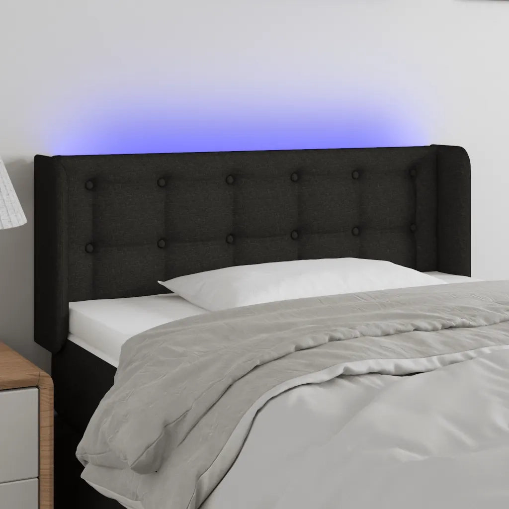 Testiera a LED-Testata con LED Nera 93x16x78/88 cm in Tessuto 436586