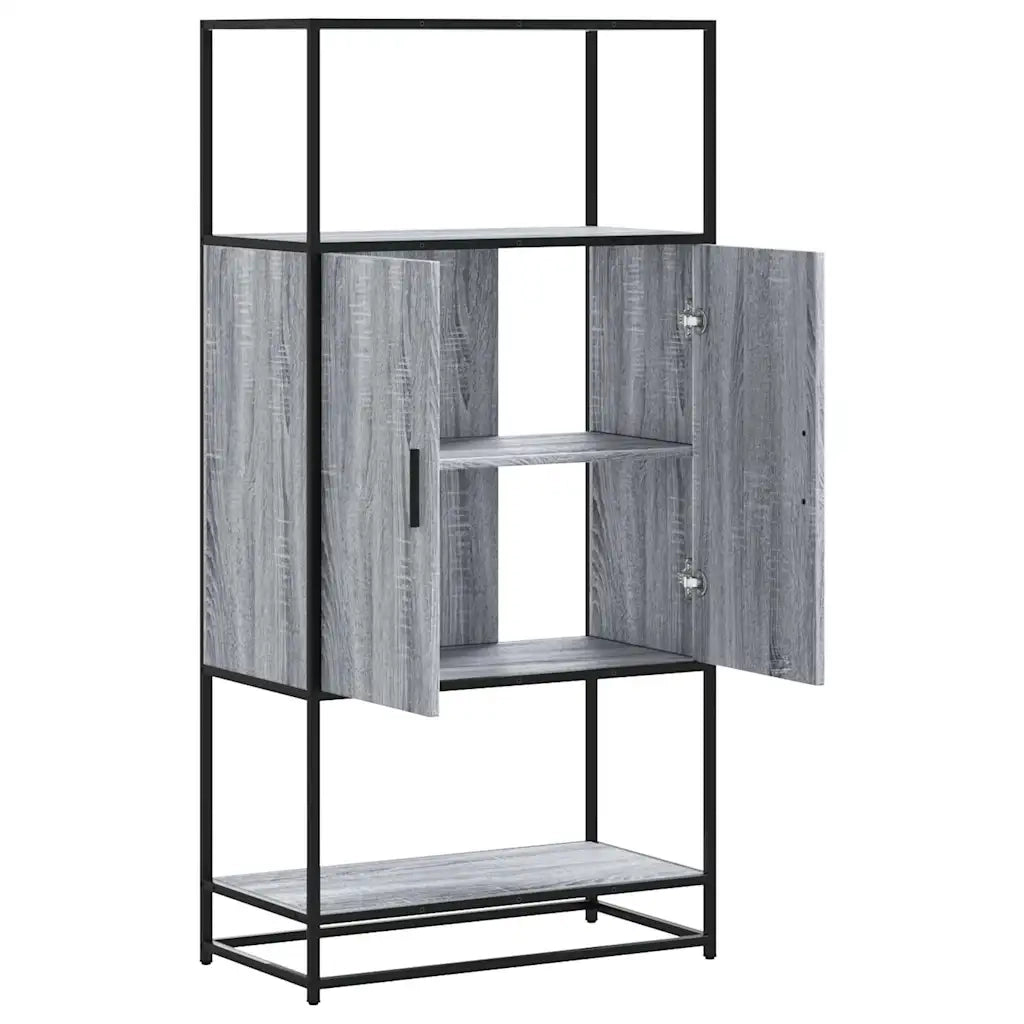 Credenza Grigio Sonoma 68x35x139 cm Legno Multistrato Metallo 849042